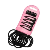 Набор для волос QF &laquo;Совершенство&raquo;, 4 невидимки, 4 краба, 12 резинок, чёрный