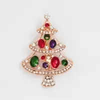 Брошь новогодняя &laquo;Ёлка нарядная&raquo;, цветная в золоте
