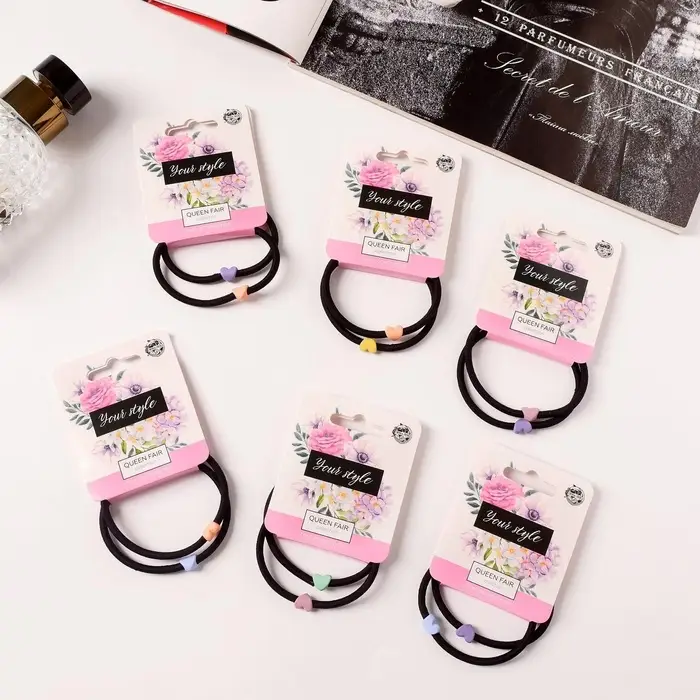 Резинки для волос «Анет», набор 2 шт., сердце, 5 см, МИКС