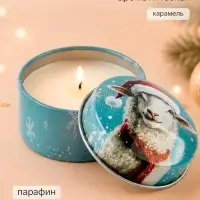 Свеча ароматическая, в железной банке &laquo;С Новым годом&raquo;, карамель, d=4.8 см
