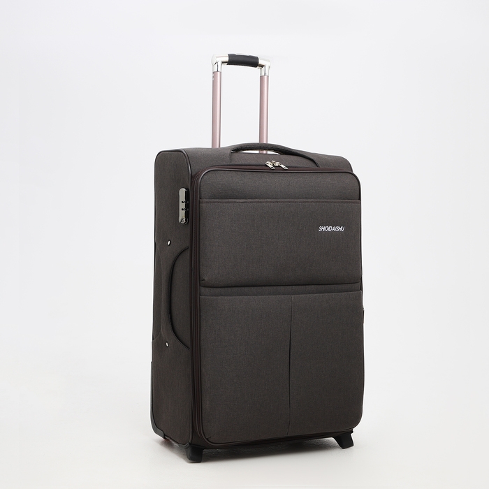 Чемодан большой 95 л (L), отдел на молнии, с расширением, кодовый замок, 3 колеса, 2 наружных кармана, цвет коричневый Чемодан большой 95 л (L), отдел на молнии, с расширением, кодовый замок, 3 колеса, 2 наружных кармана, цвет коричневый