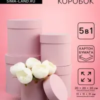 Набор круглых подарочных коробок 5 в 1 &laquo;Пыльная роза&raquo;, 20&times;20&times;20 - 11&times;11&times;11 см см
