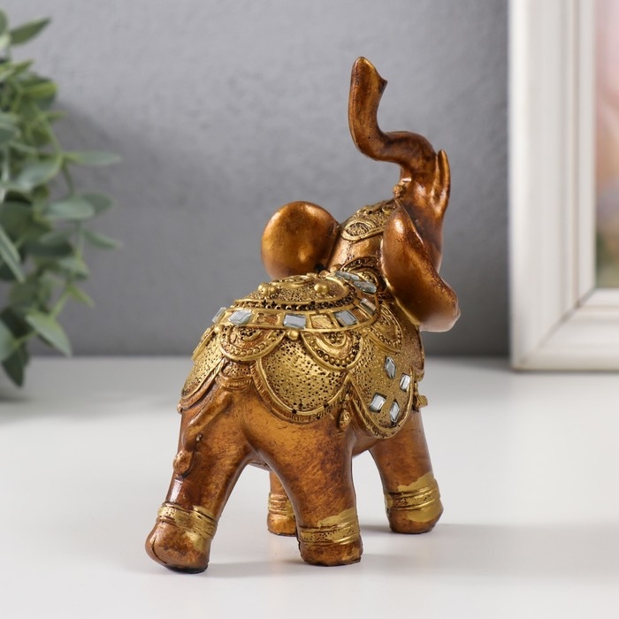 Сувенир полистоун Сувенир полистоун "Слон в золотой попоне со стразами" 11х5,7х13 см