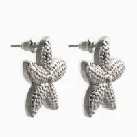 Серьги металл "Морская звезда", цвет серебро