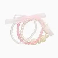 Браслеты детские &laquo;Выбражулька. Бант, жемчуг&raquo;, d=4 см, набор 3 шт. белые, розовый