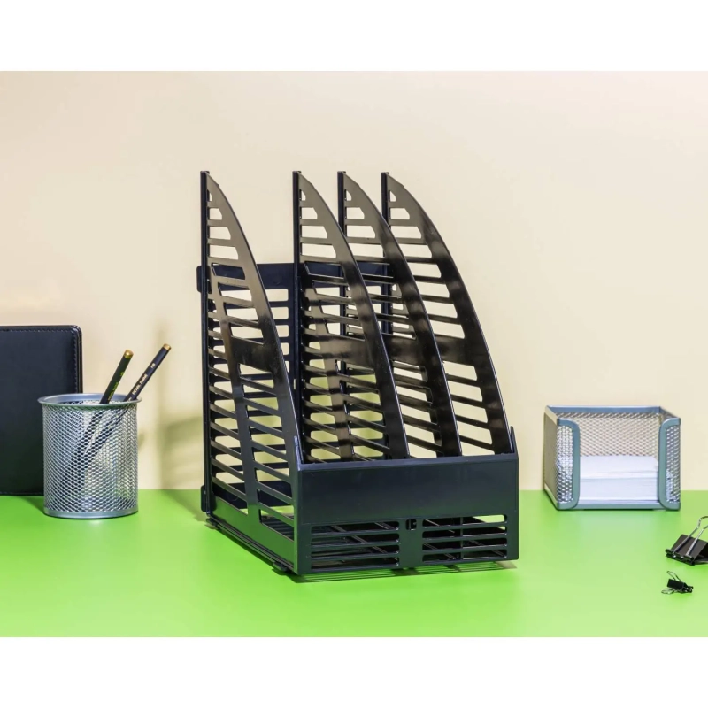 Лоток вертикальный сборный 3 отделения черный,  160мм