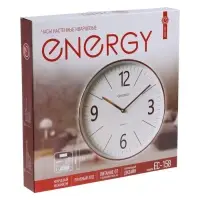 Часы настенные ENERGY ЕС-158, интерьерные, d=29.3 см, кварцевые, белые с золотым