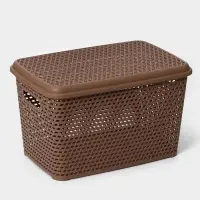Корзина для хранения &laquo;Ротанг&raquo;, 23 л, 45&times;30&times;26.5 см, с крышкой, коричневая