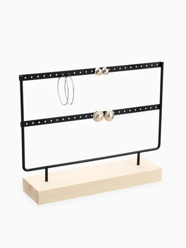 Подставка под серьги QF, 2 яруса, на 24 пары серёг, 27&times;7&times;20 см, чёрная