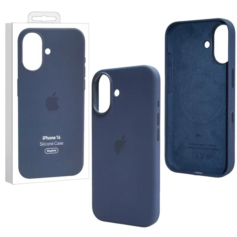 Чехол для iPhone 16 Silicone Case 100% ORG (MagSafe + анимация NFC Clear) c LOGO Denim