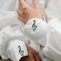 Брошь &laquo;Нота. Скрипичный ключ&raquo;, чёрная в серебре