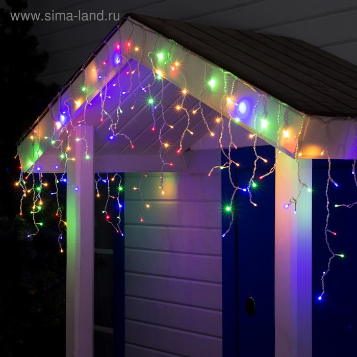 Гирлянда «Бахрома» 3 × 0.6 м, IP44, УМС, прозрачная нить, 160 SMD-LED, свечение мульти, 220 В