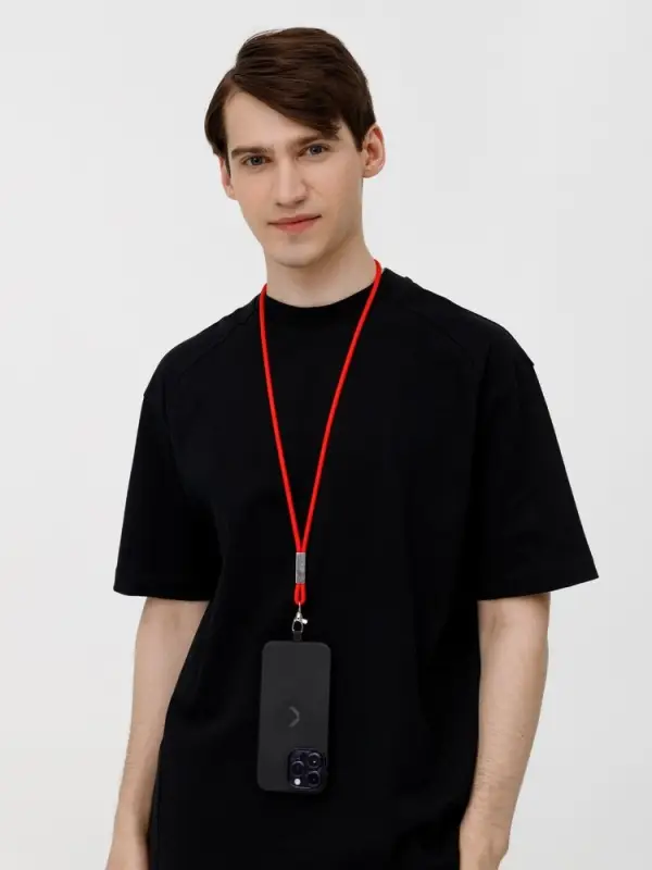 Шнурок для бейджа Tube Metal, красный