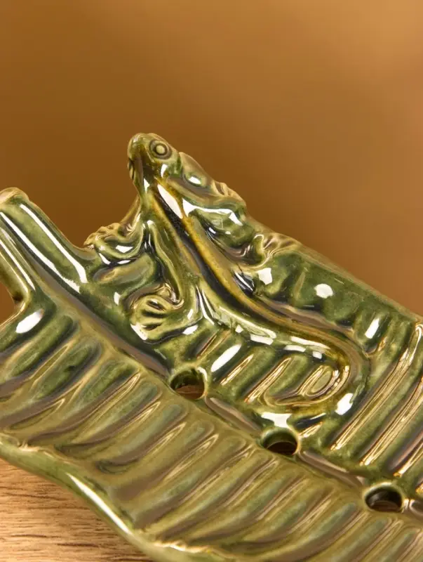 Мыльница «Геккон», 13×8×3.5 см, керамика, зелёная