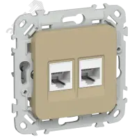 FLITE Розетка 2-местная компьютерная RJ45 категория 5Е UTP РК5е-2-0-ФлХ хаки IEK