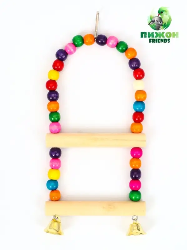 Качели для птиц с деревянными жердочками, 12&times;21 см, цвет МИКС