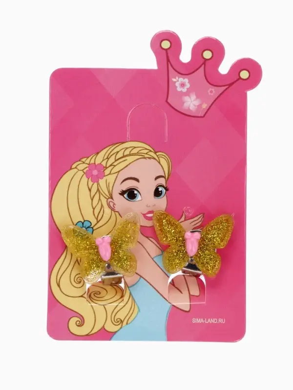 Серьги клипсы детские &laquo;Выбражулька. Блестящая бабочка&raquo;, МИКС