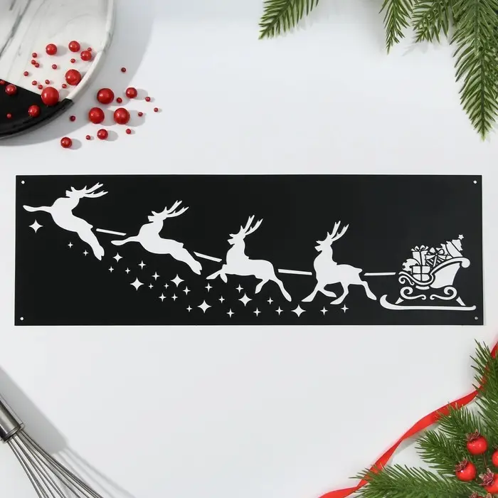 Трафарет для торта новогодний «Олени», 32×10 см, пластик