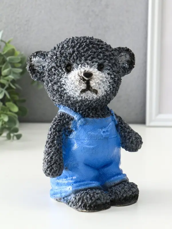 Копилка Копилка "Мишка в джинсах" серый, 19,5х13х11 см