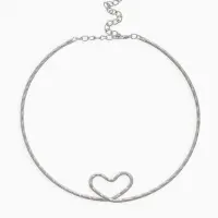 Набор 2 предмета: чокер, браслет &laquo;Обруч&raquo;, сердце, цвет серебро