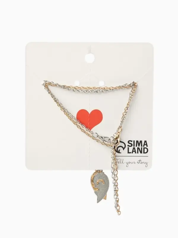 Кулоны парные на цепочке &laquo;Неразлучники. Половинки сердец, ключ и замок&raquo;, L=45 см, набор 2 шт. цвет серебро, золото