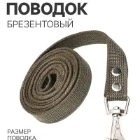 Поводок брезентовый 3 м &times; 2.5 см, тёмно-зелёный
