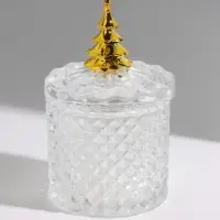 Шкатулка стеклянная &laquo;Золотая ёлочка&raquo;, 6.6&times;6.6&times;10.5 см