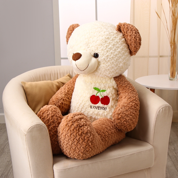 Мягкая игрушка «Медведь», с вишенкой, 105 см, цвет коричневый Мягкая игрушка «Медведь», с вишенкой, 105 см, цвет коричневый