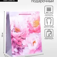 Пакет подарочный ламинированный &laquo;Пионы&raquo;, 26&times;12&times;32 см