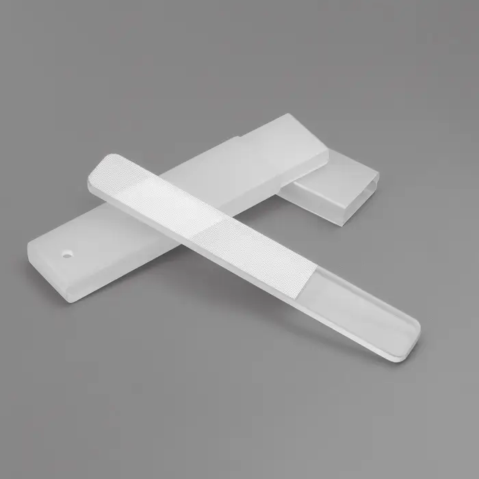 Пилка стеклянная для ногтей, лазерная, 9 см, в пластиковом футляре