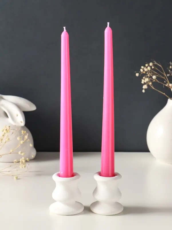 Набор свечей античных, 2.3&times;24.5 см, 5 ч, 55 г, 2 шт., тёмно-розовый