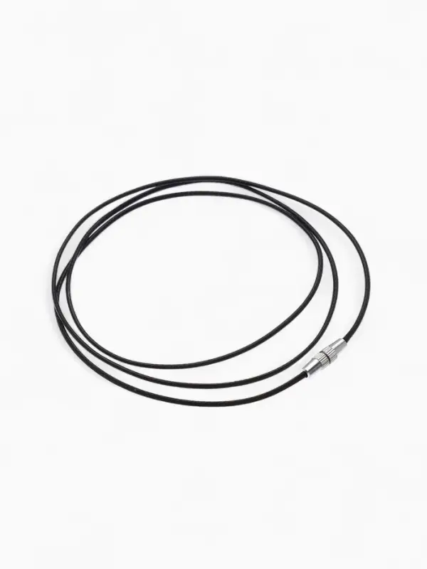 Шнурок нейлон 60 см, цвет чёрный, винтовой замок серебро Шнурок нейлон 60 см, цвет чёрный, винтовой замок серебро