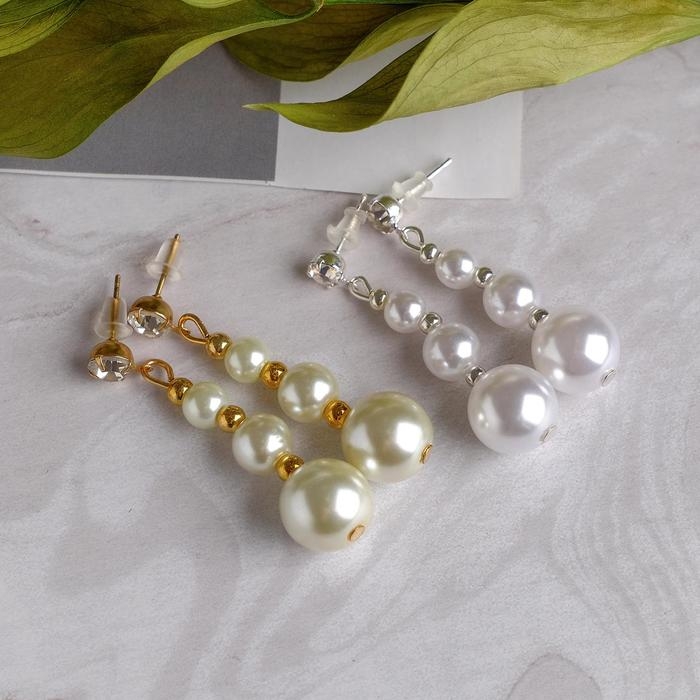 Серьги с жемчугом «Шары трио», цвет МИКС Серьги с жемчугом «Шары трио», цвет МИКС