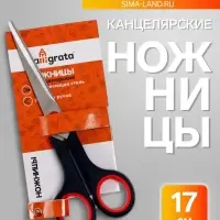 Ножницы канцелярские 17 см, ручки пластиковые с резиновыми вставками