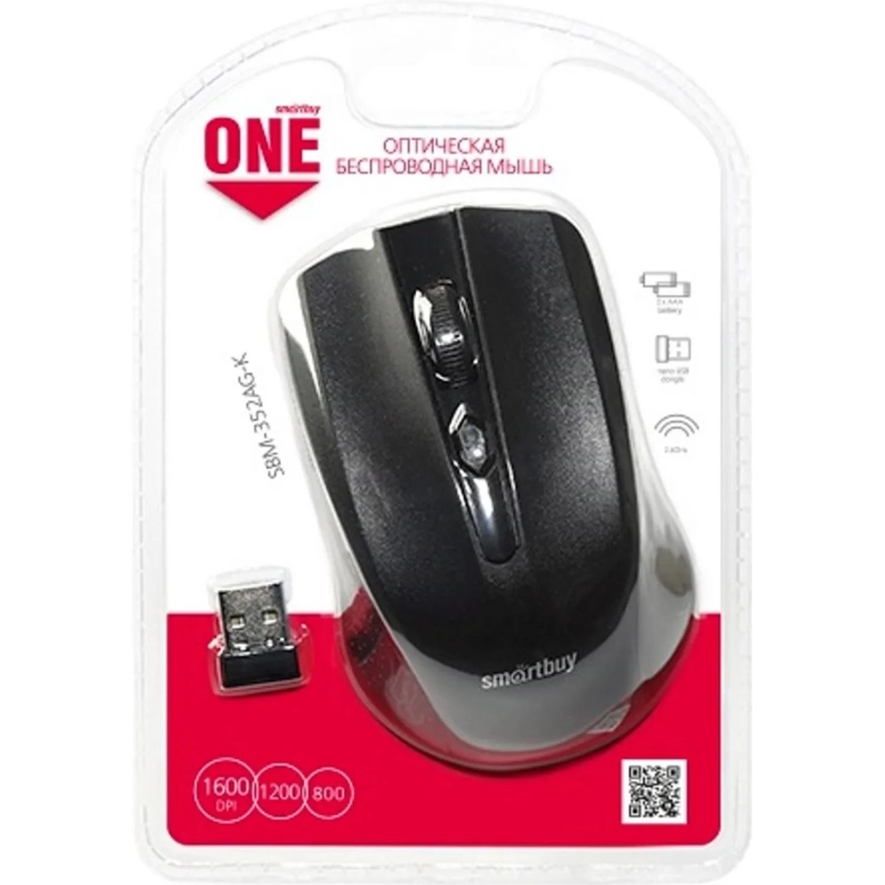 Мышь компьютерная Smartbuy ONE 352 черная (SBM-352AG-K)