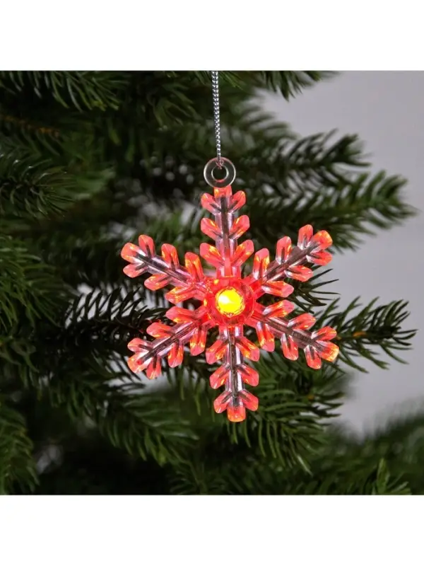 Ёлочная игрушка &laquo;Снежинка&raquo;, 9&times;8.5&times;2.8 см, 1 LED, от батареек, свечение мульти (RGB)