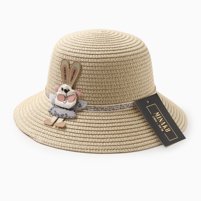 Шляпа для девочки MINAKU Шляпа для девочки MINAKU "Зайка", цвет молочный, р-р 52