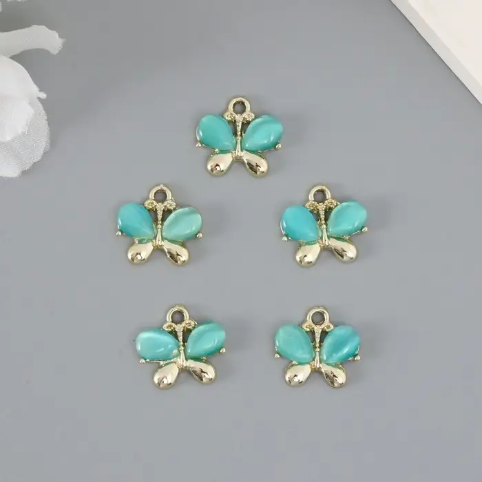 Декор для творчества металл "Бабочка" голубой 1,4х1,5 см