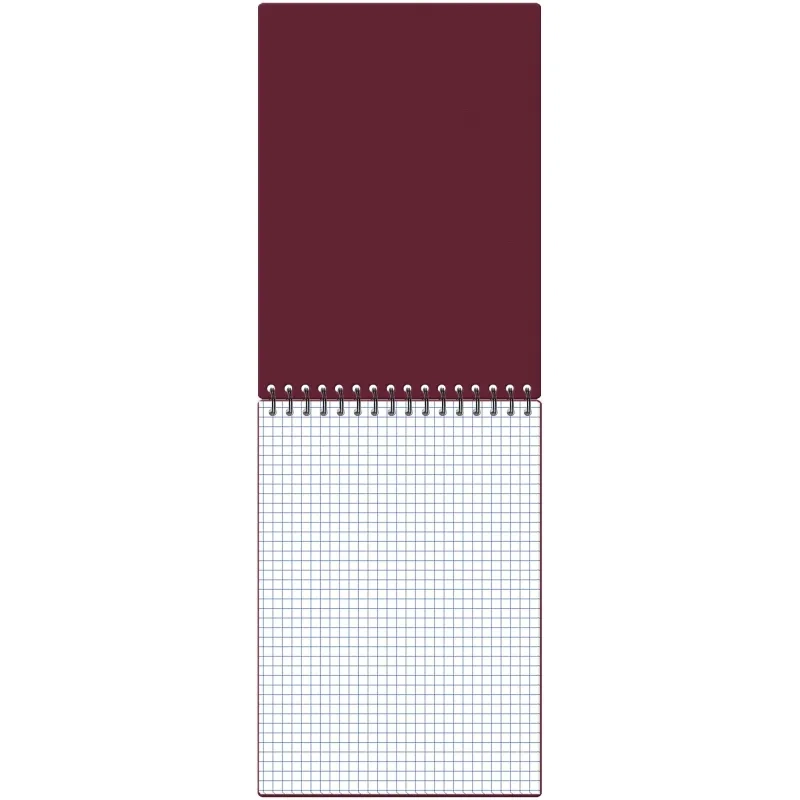 Блокнот А5 80л Attache гребень клетка пластик бордов с тиснением