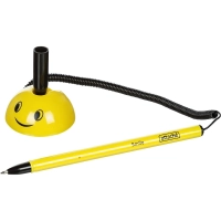 Ручка шариковая на подставке на липуч для стол Attache Smile желтая,син.ст