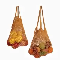 Набор 2 шт.: сумка-авоська плетёная, клетка 1.5 см, рыжая