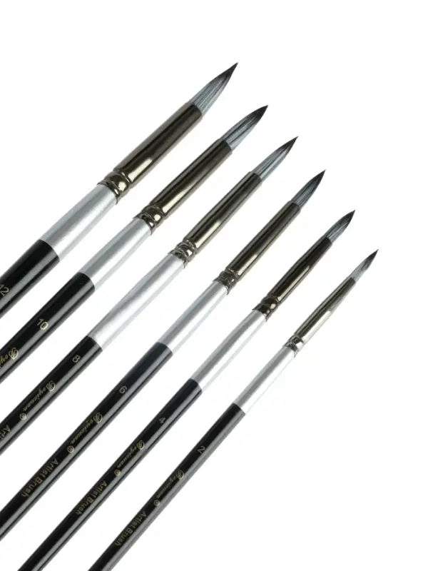 Набор кистей для рисования, синтетика, 6 штук: № 2, 4, 6, 8, 10, 12, круглые, международный размер