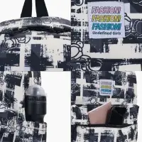 Рюкзак школьный на молнии, с карманами, с принтом, 28.5&times;12&times;41 см, чёрный