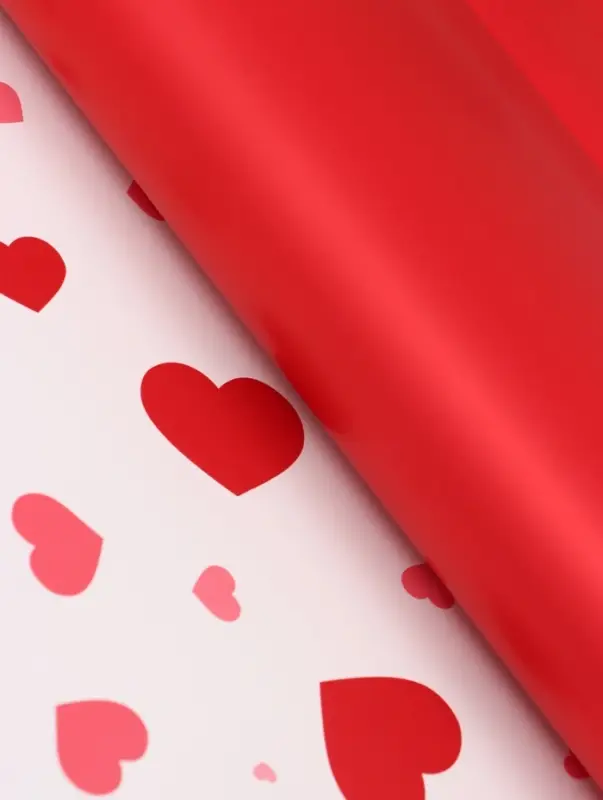 Пленка для цветов, &laquo;Сердца на белом&raquo;, красная, 57&times;57 см