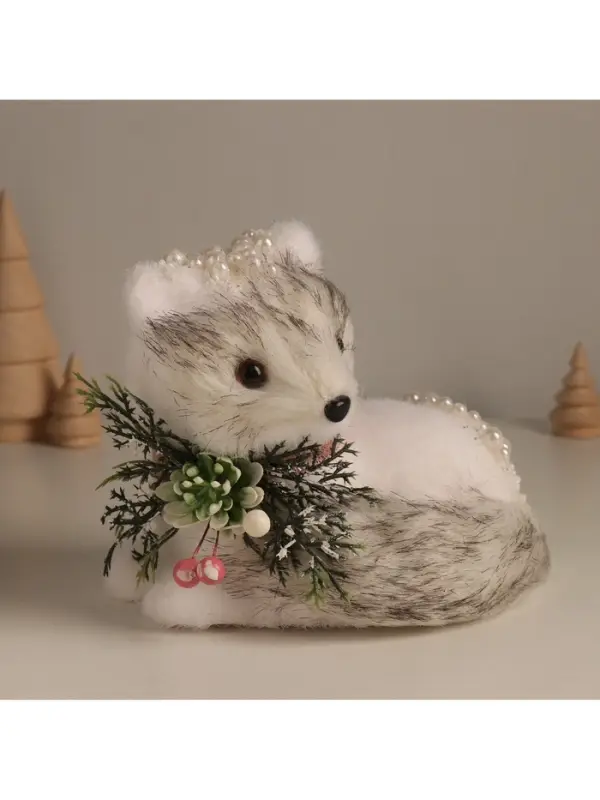 Фигурка &laquo;Белая лисичка в бусинках&raquo;, 15&times;17&times;13 см