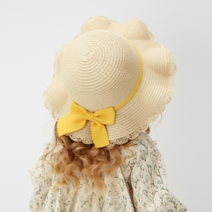 Шляпа для девочки с бантом MINAKU, р-р 52, цв.светло-коричневый Шляпа для девочки с бантом MINAKU, р-р 52, цв.светло-коричневый