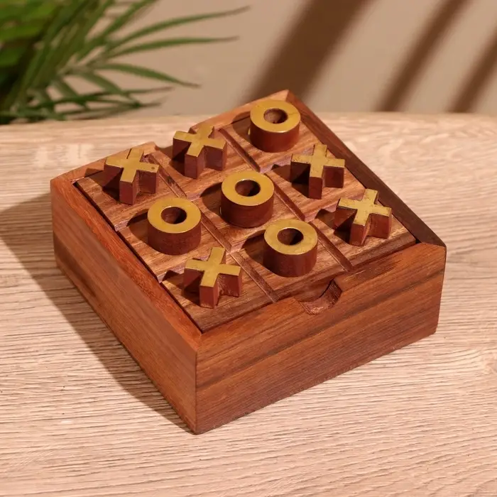 Игра настольная 2 в 1, крестики-нолики, солитёр, 11.5&times;11.5&times;5 см, дерево шишам