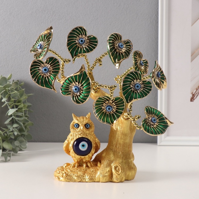 Сувенир от сглаза Сувенир от сглаза "Дерево с цветами-сердечками, с совой" 7х13х22,5 см