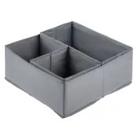 VETTA Короба без крышки, набор 3 шт., 28х28х12см, 28х14х12см, 14х14х12см, полиэстер, серый
