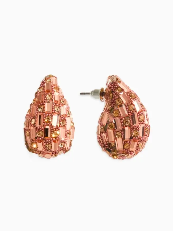 Серьги со стразами &laquo;Блеск&raquo; капля, цвет розовое золото